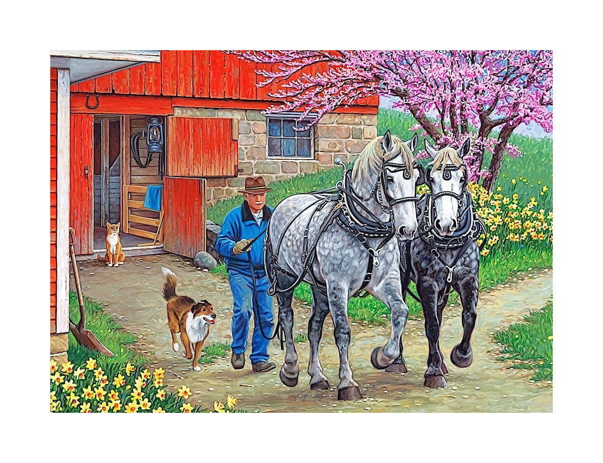 №2183868 - фермер, собачка, животные, ферма, лошадь, люди - оригинал