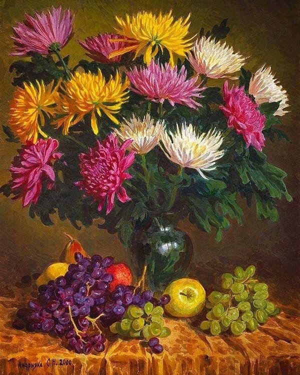 Arranjo,de mesa. - frutas, mesa., flores - оригинал