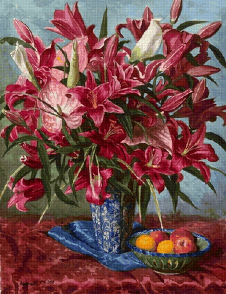 Boque,de flores. - frutas, vaso., flores - предпросмотр