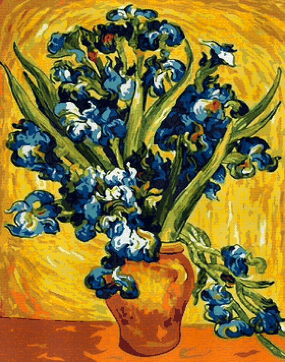 ирисы ван гог - ван гог, ваза, ирисы - предпросмотр