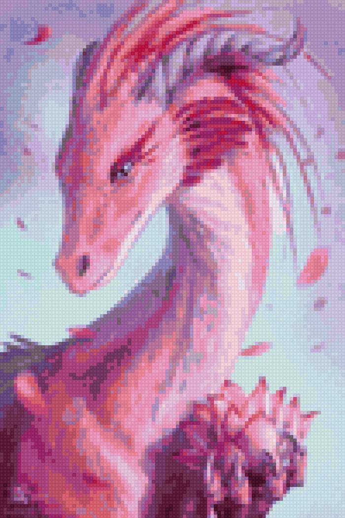 Драконица с лотосом - розовый, лотос, фэнтези, драконы - предпросмотр