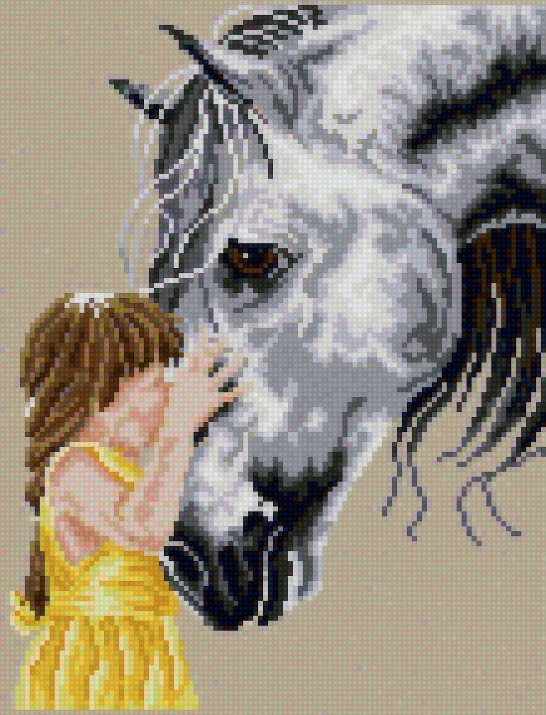 Друзья - лошадь, девочка, нежность - предпросмотр