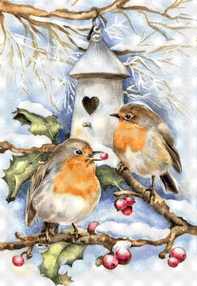 Winter birds - птицы - предпросмотр