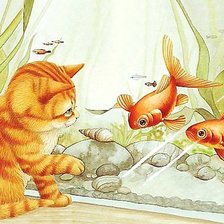 котёнок и аквариум