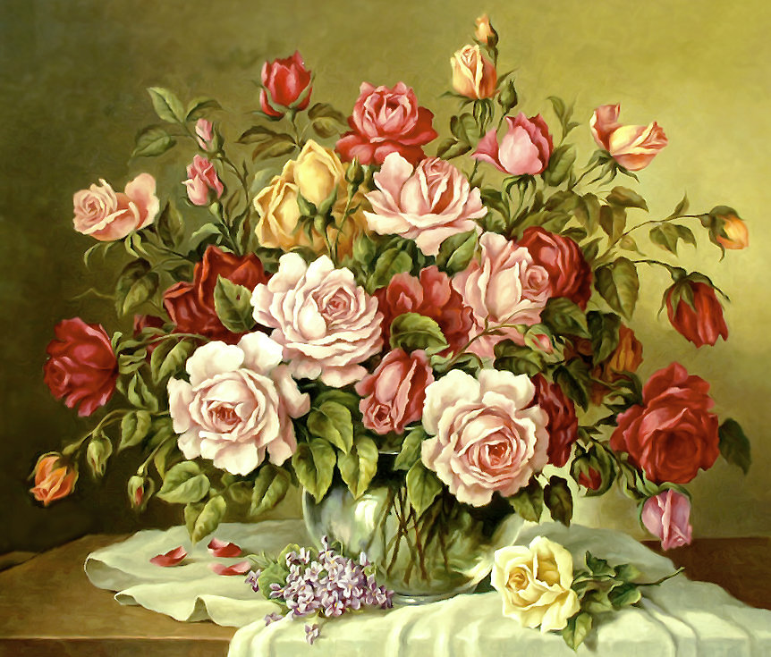 Серия "Букет". Розы - розы, букет, флора, цветы - оригинал