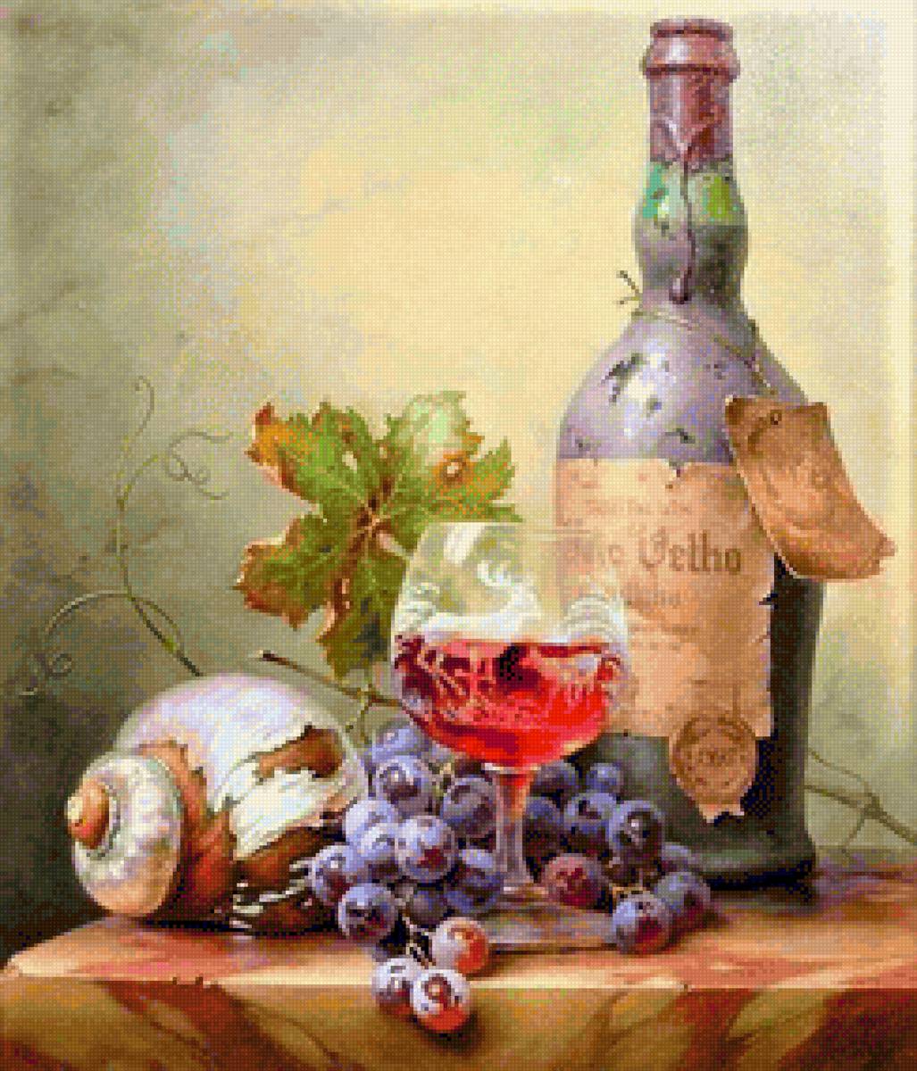 Naturmort with seashell and vine - натюрморт - предпросмотр