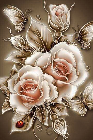 Rose and Ladybug. - flowers and gardens.animals. - оригинал