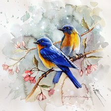Оригинал схемы вышивки «Птички на цветах» (№2188582)