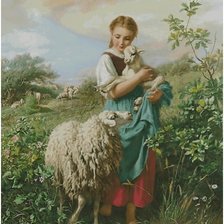 Схема вышивки «девочка с ягненком»