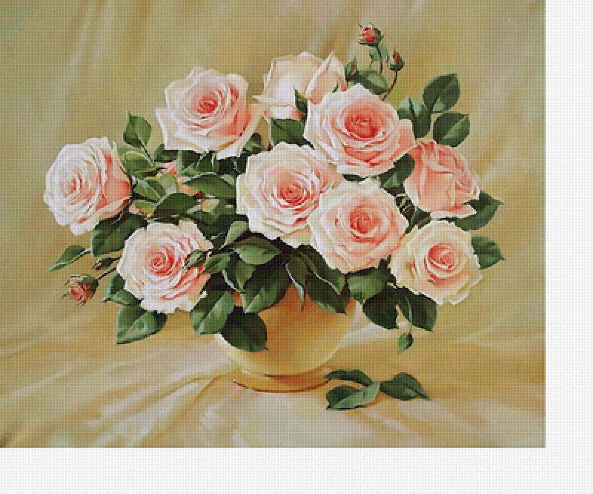 Розы - цветы в вазе, цветы, розовые розы - предпросмотр