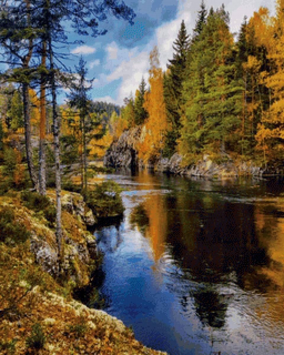 Пейзаж - пейзаж, река, лес - предпросмотр