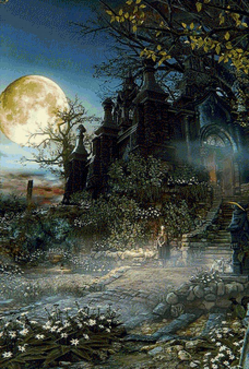 Готическая - красивая готика, луна, готика, призрак лета, август - предпросмотр