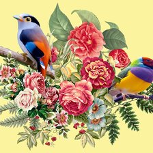 Схема вышивки «Flores, com pássaros»