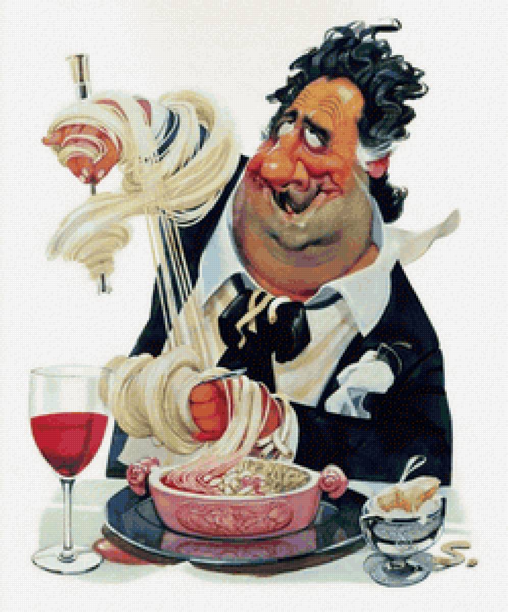 гурман-итальянец - картина, юмор - предпросмотр