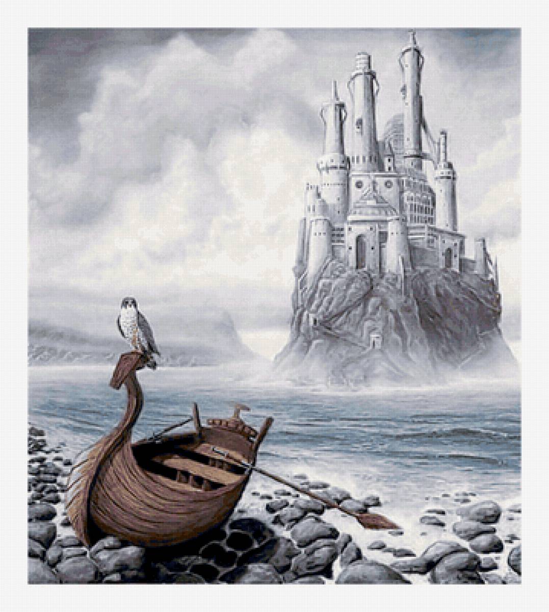 №2191778 - лодка, море, замок, птица - предпросмотр