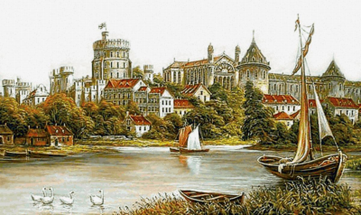 №2191781 - старый город, река, лодка - предпросмотр