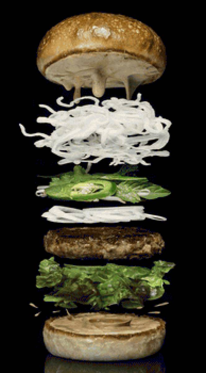 ГАМБУРГЕР С ЛАТУКОМ И КАПУСТОЙ - фаст-фуд - предпросмотр