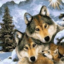 Оригинал схемы вышивки «семья волков» (№2192838)