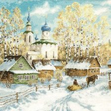 Схема вышивки «Деревенская зима»