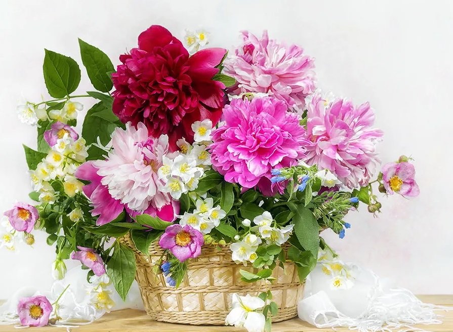 Cesta com flores. - flores.cesta. - оригинал