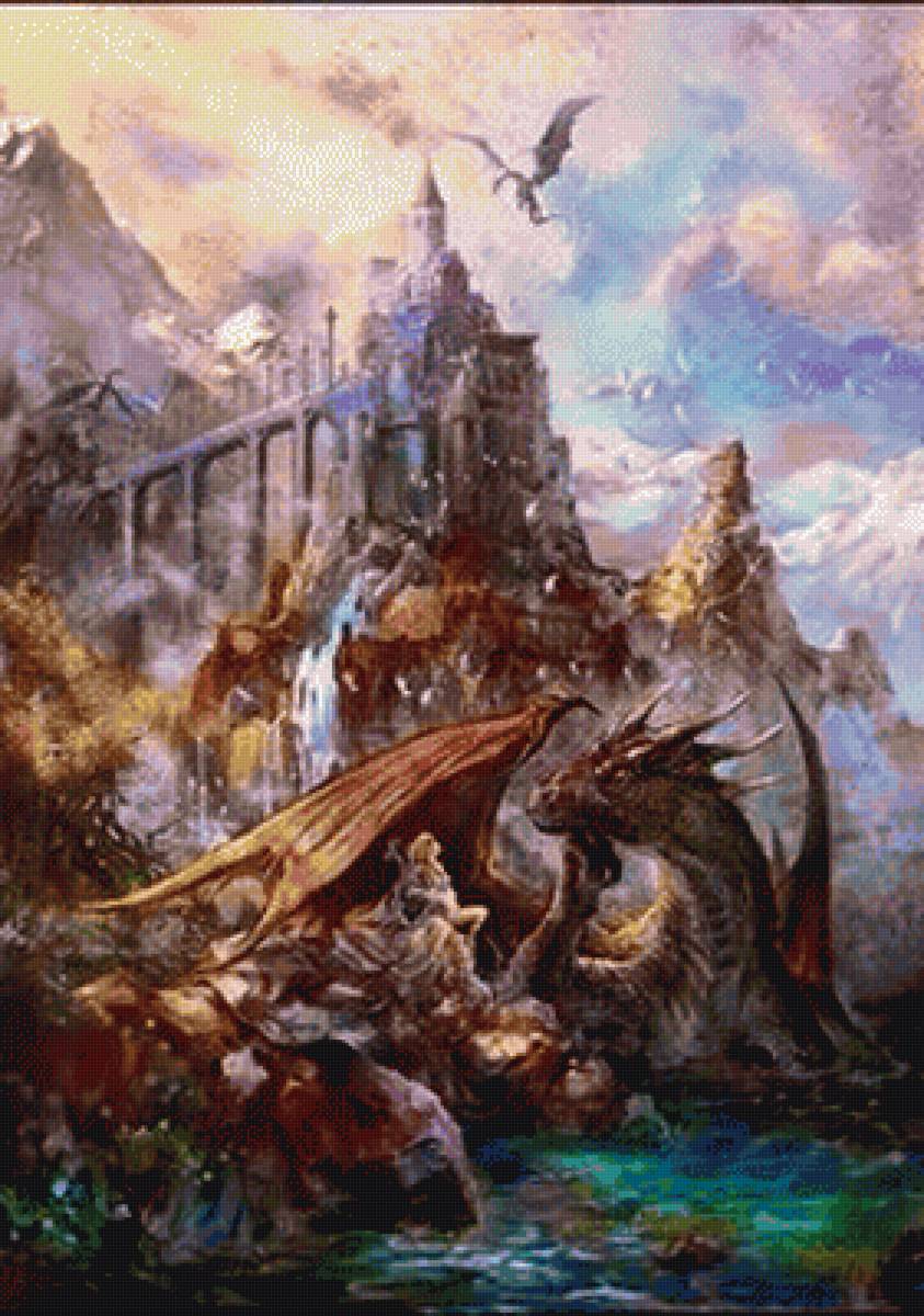 В гости к дракону - дракон, замок, фентези. - предпросмотр