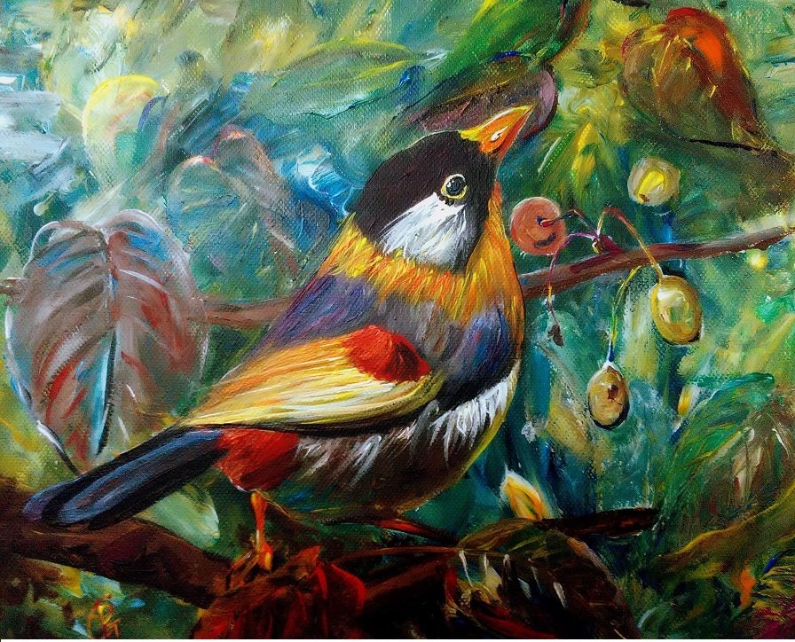 Pássaro. - pássaro, pintura. - оригинал