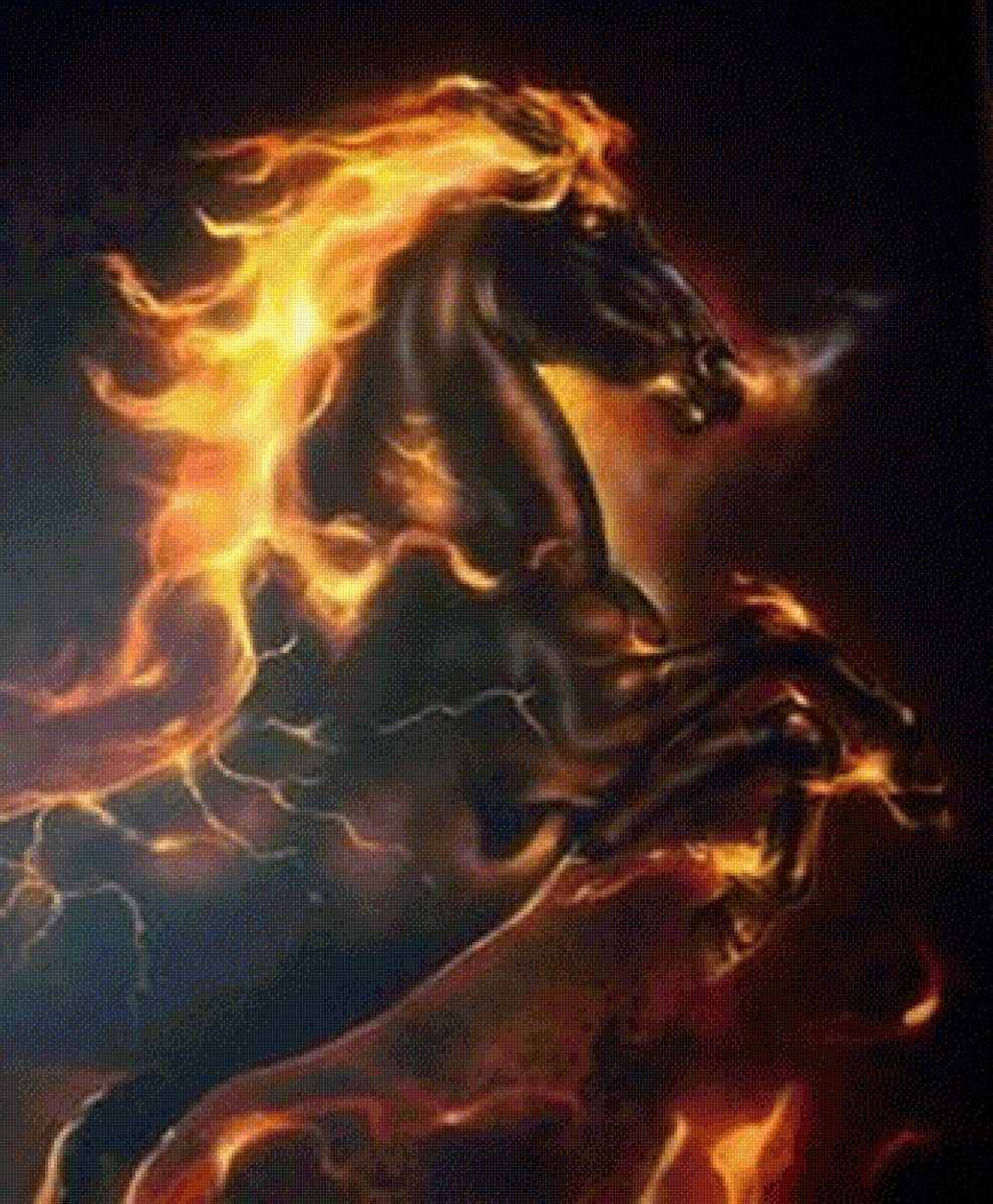 огонь3 - живопись, огонь, лошади, настроение, природа, кони, лошадь - предпросмотр
