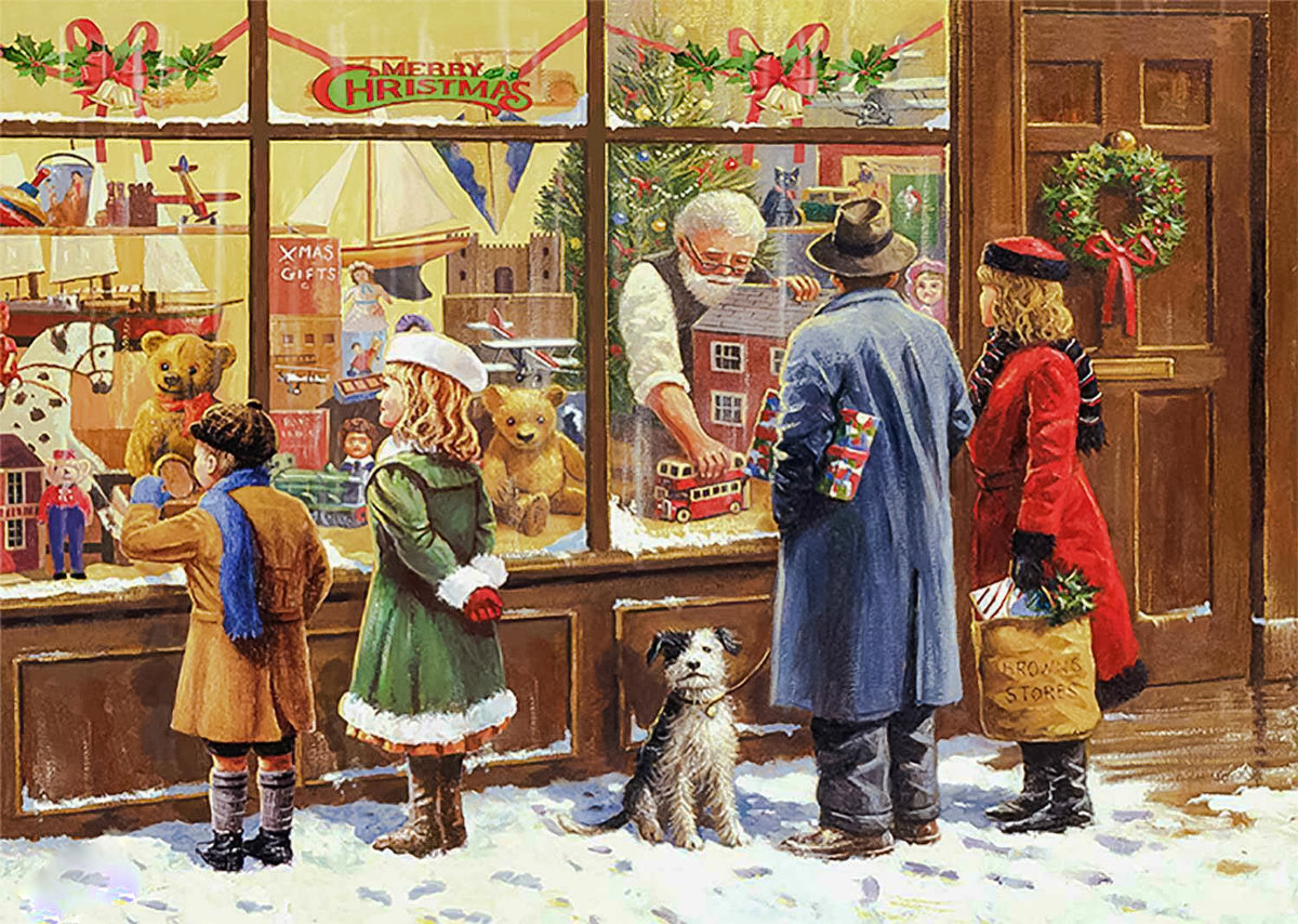 The Christmas Window. - snowscenes.christmas.people.animals. - оригинал
