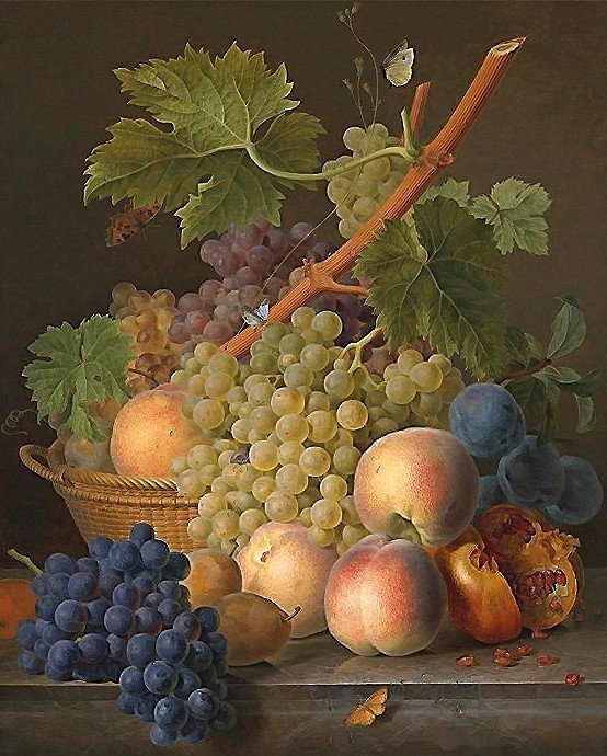 Натюрморт - натюрморт, персики виноград - оригинал