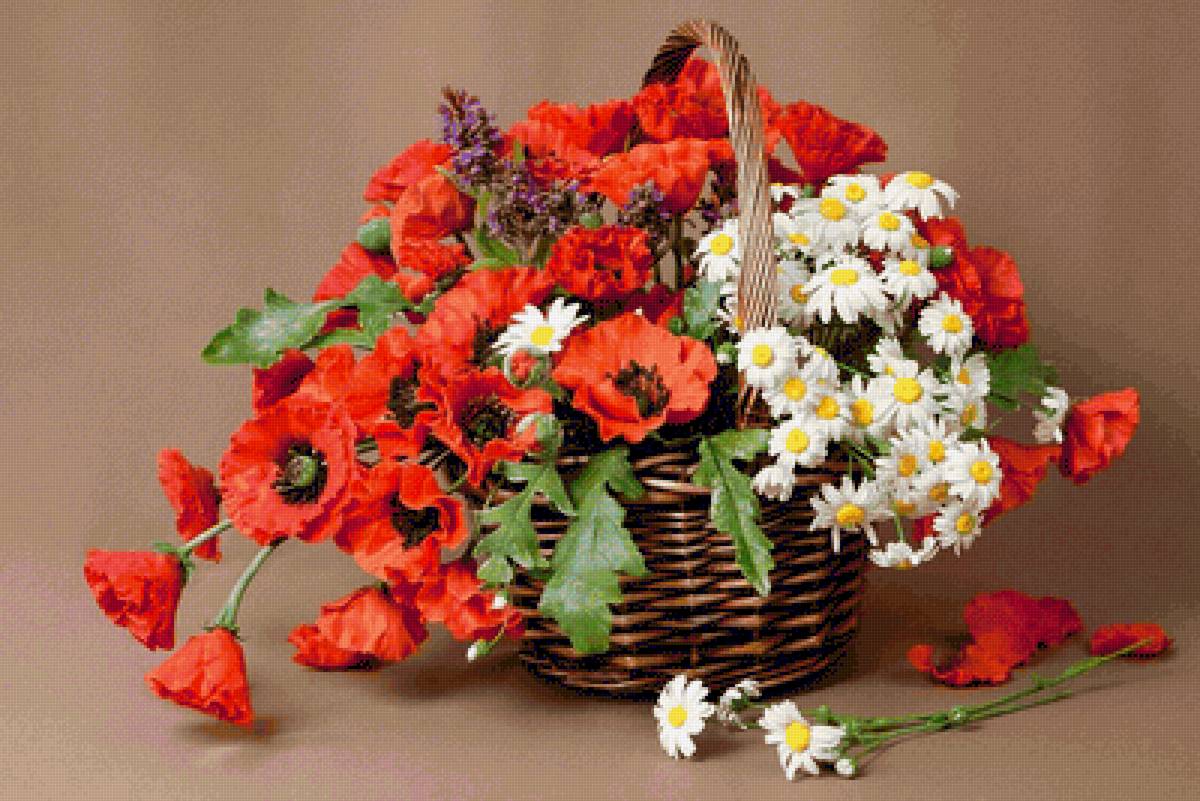 Cesta com flores. - flores. - предпросмотр