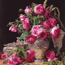 Оригинал схемы вышивки «натюрморт с розами» (№2197131)