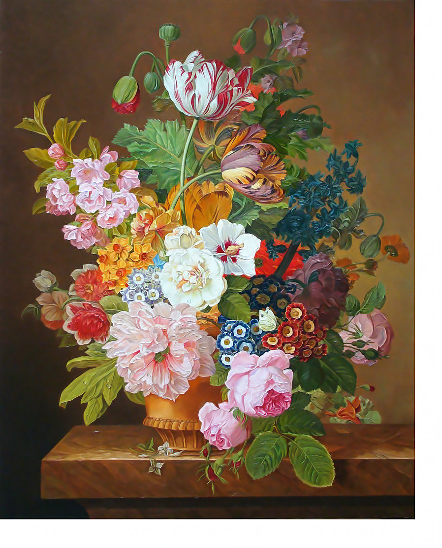 Натюрморт - цветы в вазе, маки, розы, цветы - оригинал