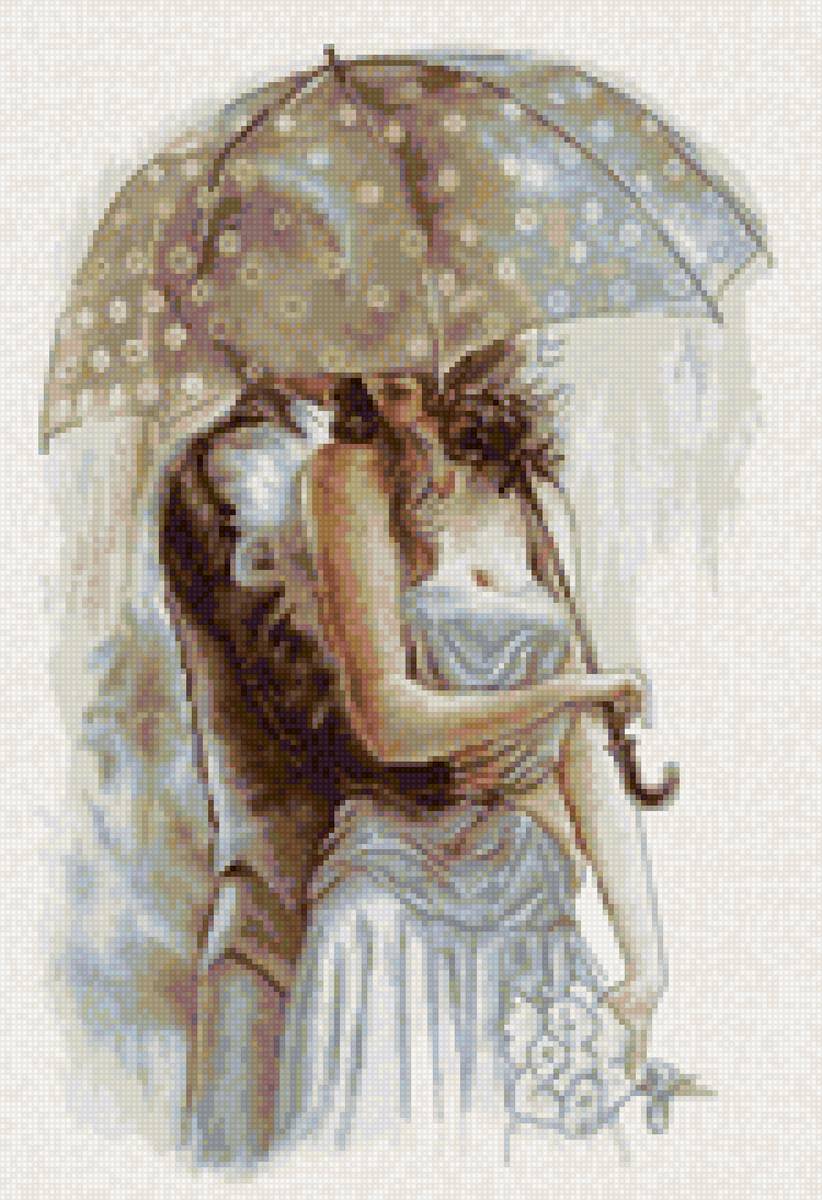 Двое под зонтом -2 - дождь, романтика, двое, зонт - предпросмотр