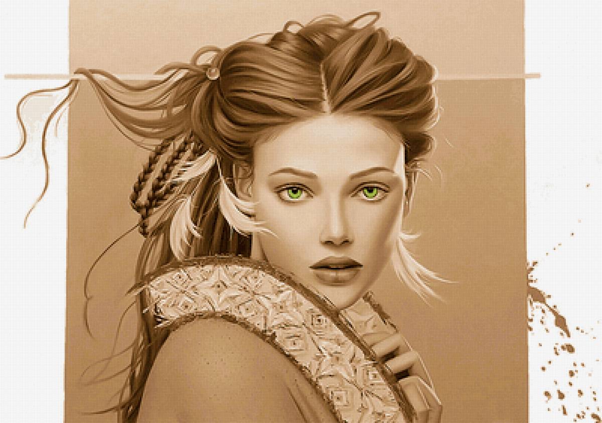 Зеленоглазая девушка. - портрет, взгляд, девушка, зеленоглазая, живопись - предпросмотр