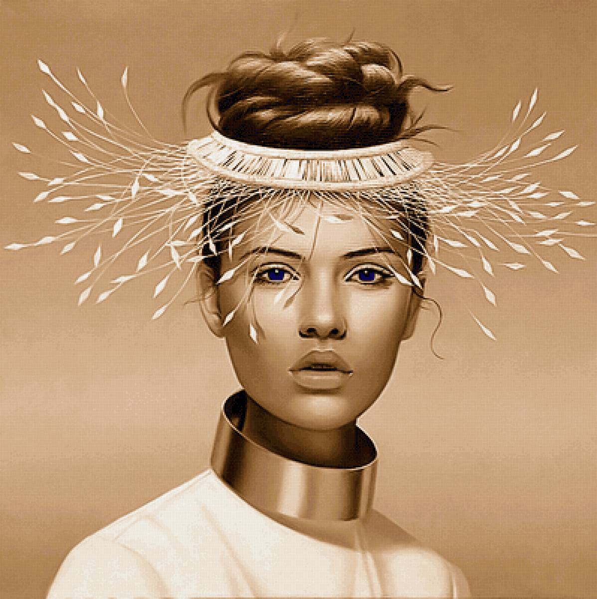 Синеглазая девушка. - взгляд, живопись, девушка, портрет, синеглазая - предпросмотр