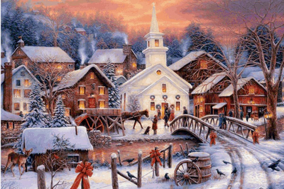 Vila ,de inverno. - vila, inverno, animais. - предпросмотр