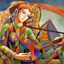 Схема вышивки «Menina,com ,violão.»