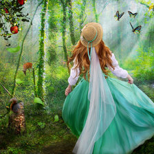 Схема вышивки «Девочка в лесу»