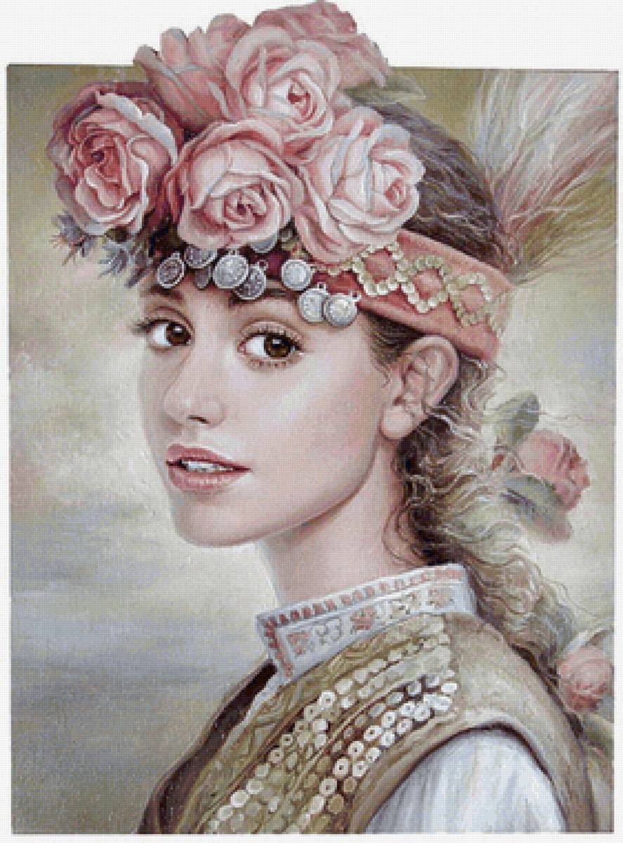 Девушки в национальных костюмах 2 - женщина, цветы, венок, девушка, красавица, портрет - предпросмотр