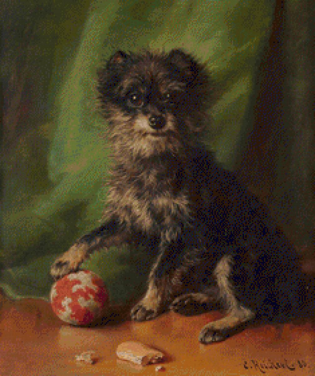 Любимый мячик - художник-анималист, карл райхерт - предпросмотр