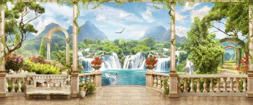 Веранда у озера - озеро - оригинал