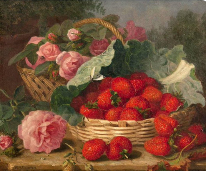 НАТЮРМОРТ - клубника, розы - оригинал