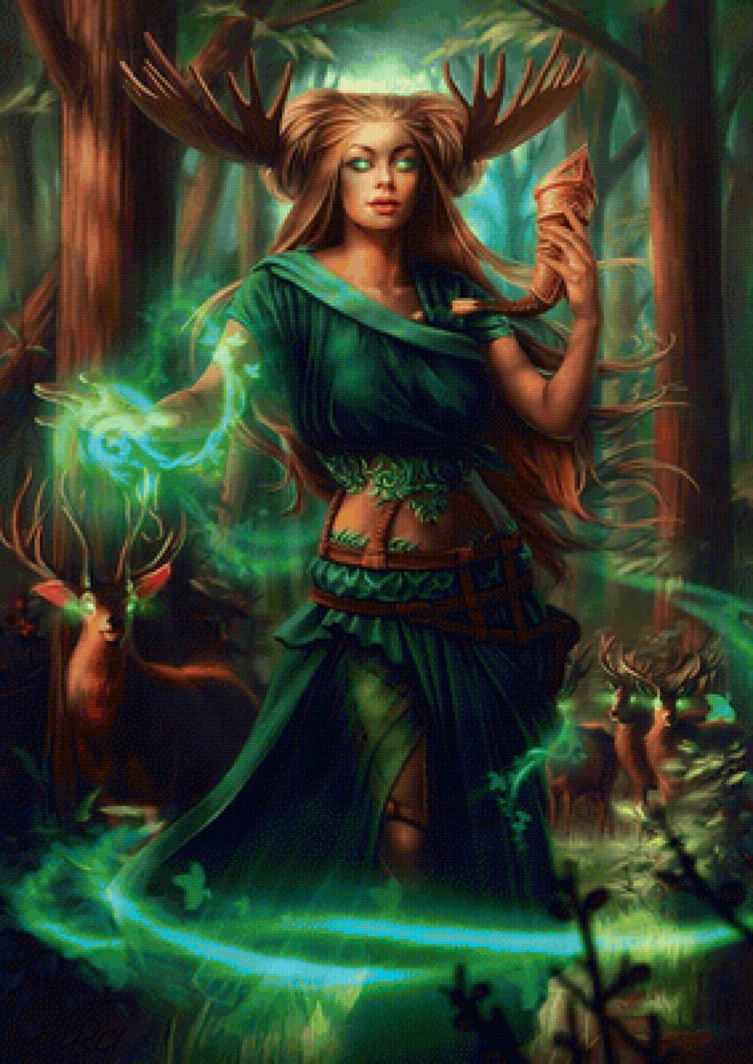 Лесная богиня - фэнтези, сказка, иллюстрация - предпросмотр