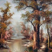 Схема вышивки «Lacul din padure, 90 Anchor,61 blenduri»