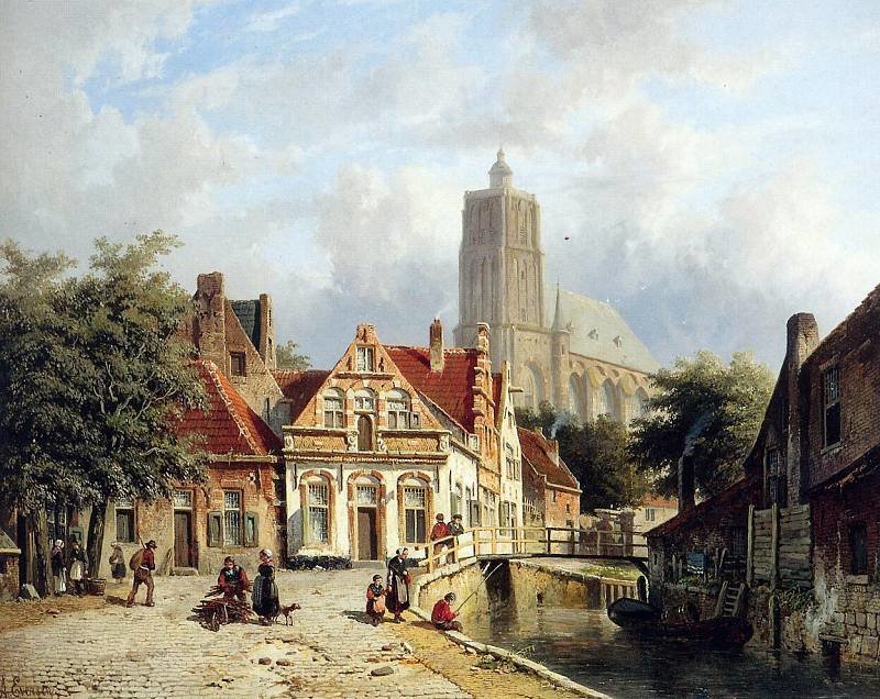 Adrianus Eversen View In Brielle Sun - adrianus eversen, painting, view in brielle sun - оригинал