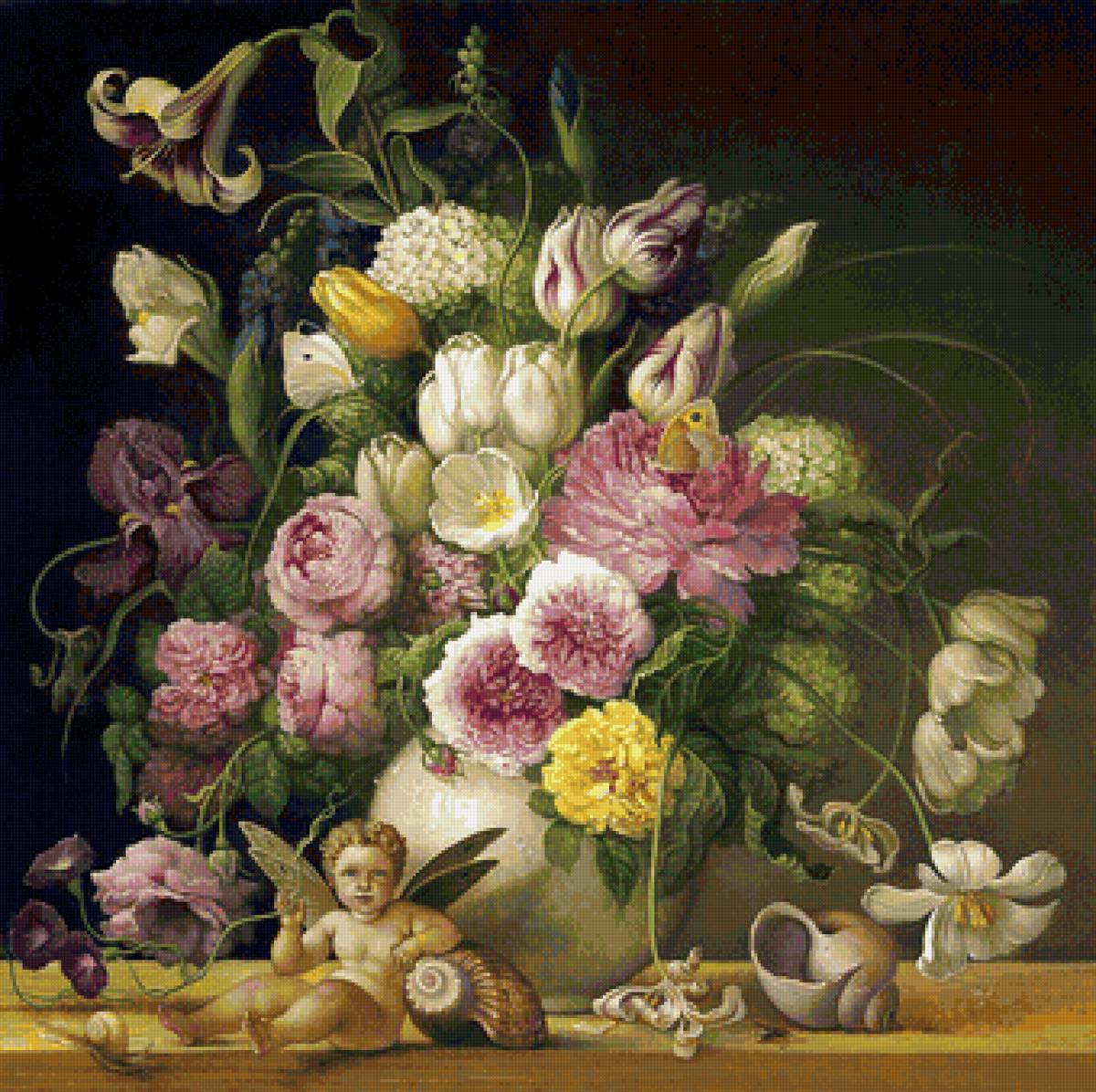 Худ. Яна Мовчан - цветы, натюрморт, ваза, букет - предпросмотр