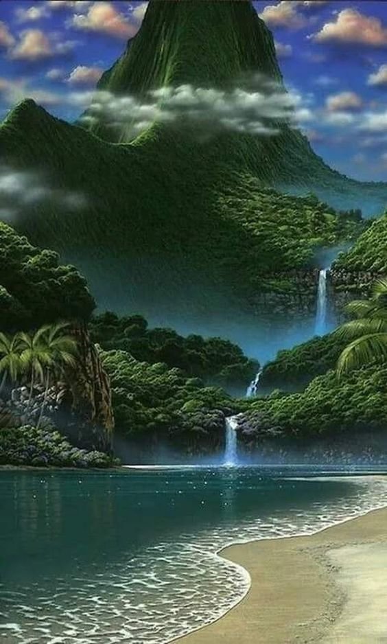 Пляж - горы, море, джунгли, песок, берег - оригинал