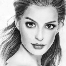 Схема вышивки «Энн Хэтуэй. Набросок карандашом»