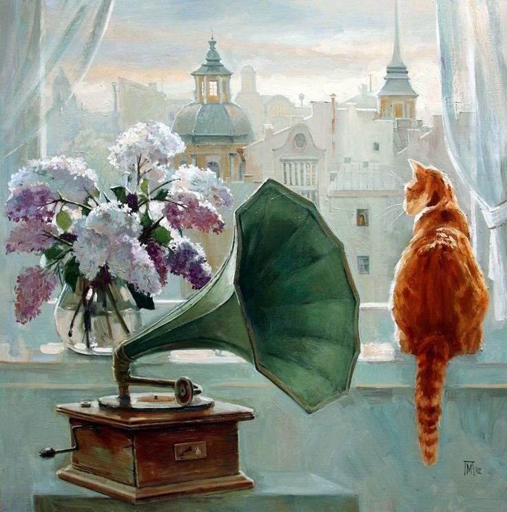 Город глазами кота2 - окно, кот, город - оригинал