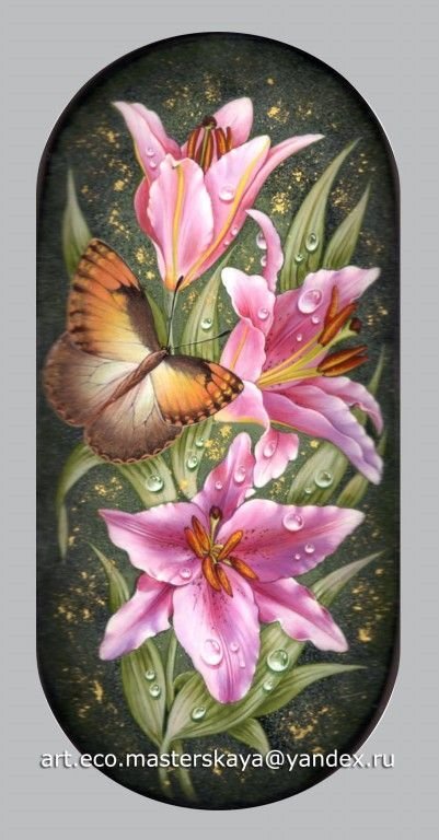 ПАНЕЛЬКА-ЛИЛИИ - лилии, бабочки - оригинал